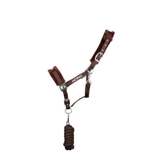 Hy Equestrian Faux Fur Padded Headcollar With Lead Rope