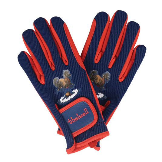 Thelwell Practice Makes Perfect Riding Gloves Child Nvy/Red