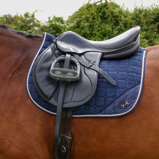 Hy Equestrian On The Bit Saddle Pad Navy/Rose Gold