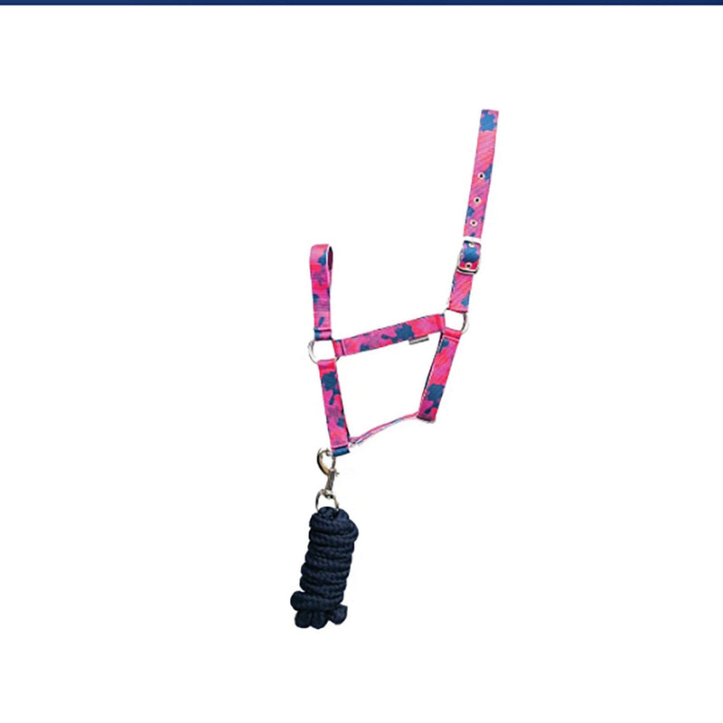 Load image into Gallery viewer, Hy Equestrian Dynaforce Headcollar &amp; Lead Rope Raspberry/Nvy
