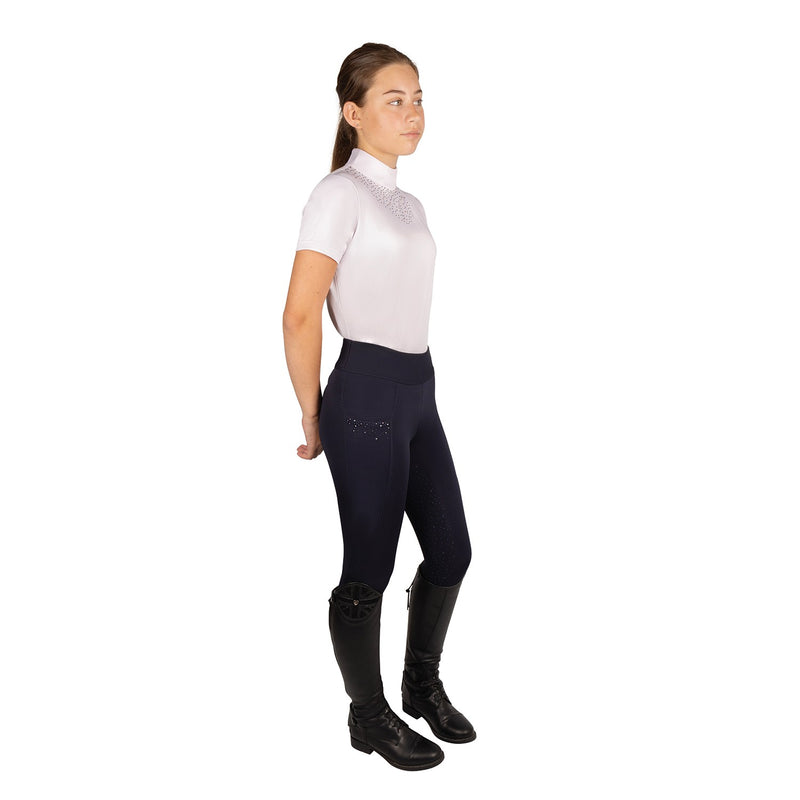 Load image into Gallery viewer, Hy Equestrian Children's Roka Regal Riding Tights Navy
