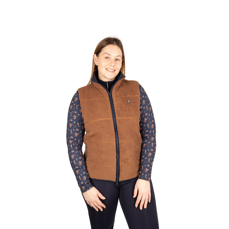 Load image into Gallery viewer, Hy Equestrian Elevate Style Teddy Fleece Gilet Brown

