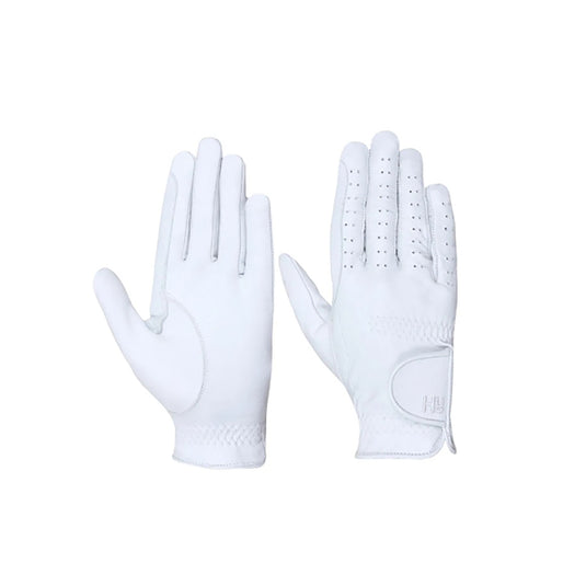 Hy Equestrian Leather Riding Gloves Child White