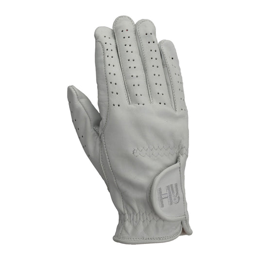 Hy Equestrian Leather Riding Gloves White