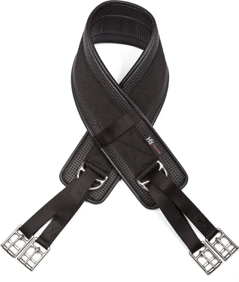Load image into Gallery viewer, Hy Equestrian Humane Waffle Girth - Black - 48"
