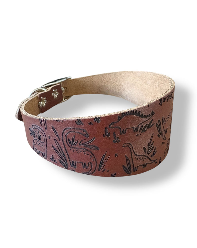 Load image into Gallery viewer, Leather Collar - Dinosaurs
