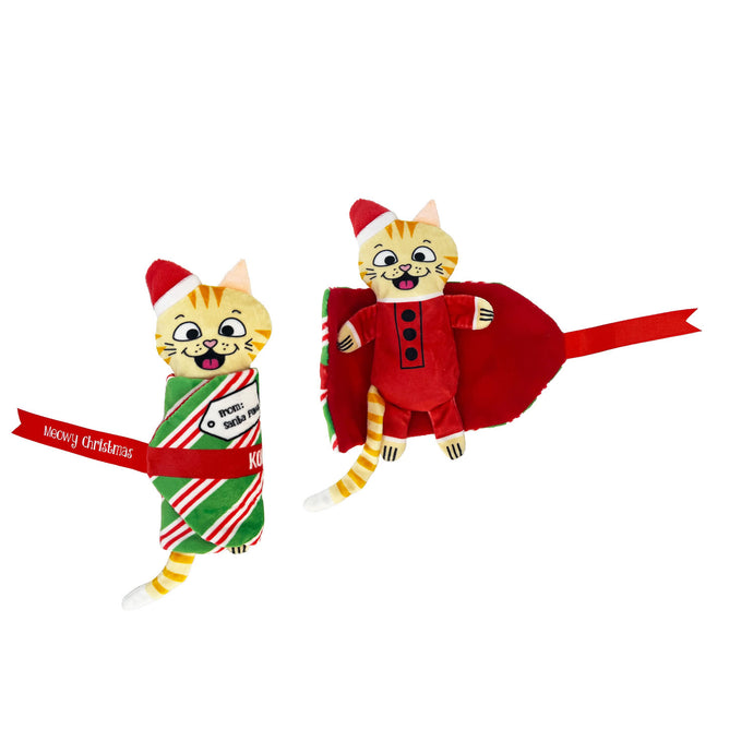 Kong Holiday Cat Pull A Partz Present Striped Wrap