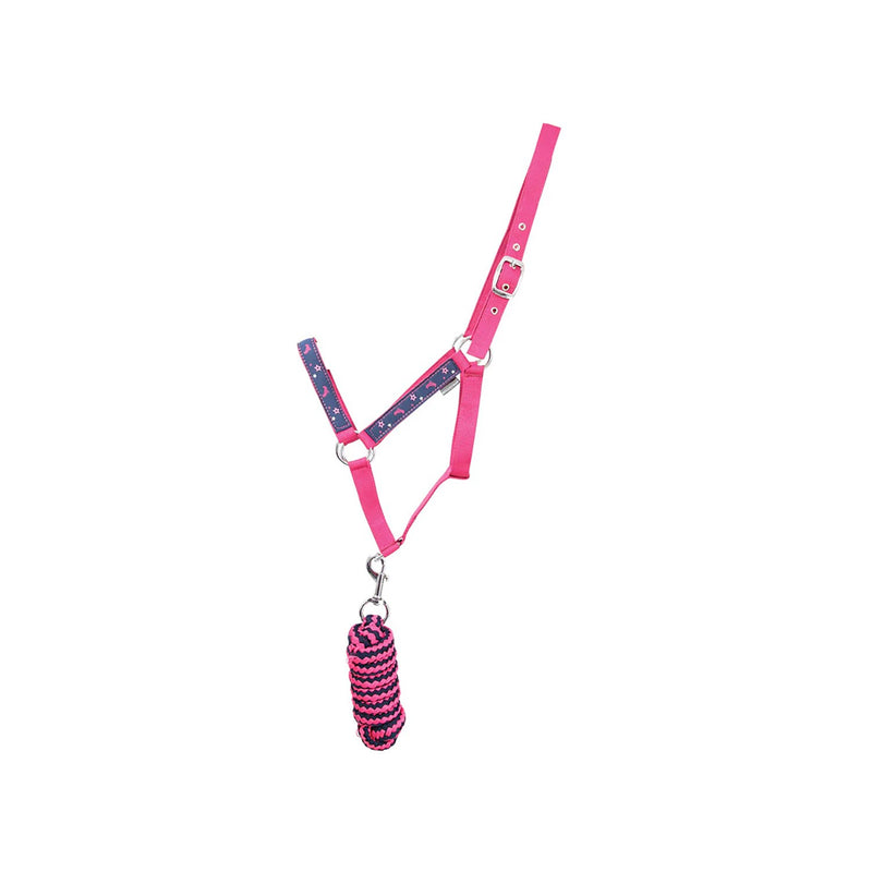 Load image into Gallery viewer, Little Rider Sabrina Headcollar &amp; Lead Rope Navy/Pink
