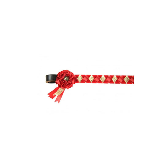 Showquest Skipton Browband Red/Red/Gold