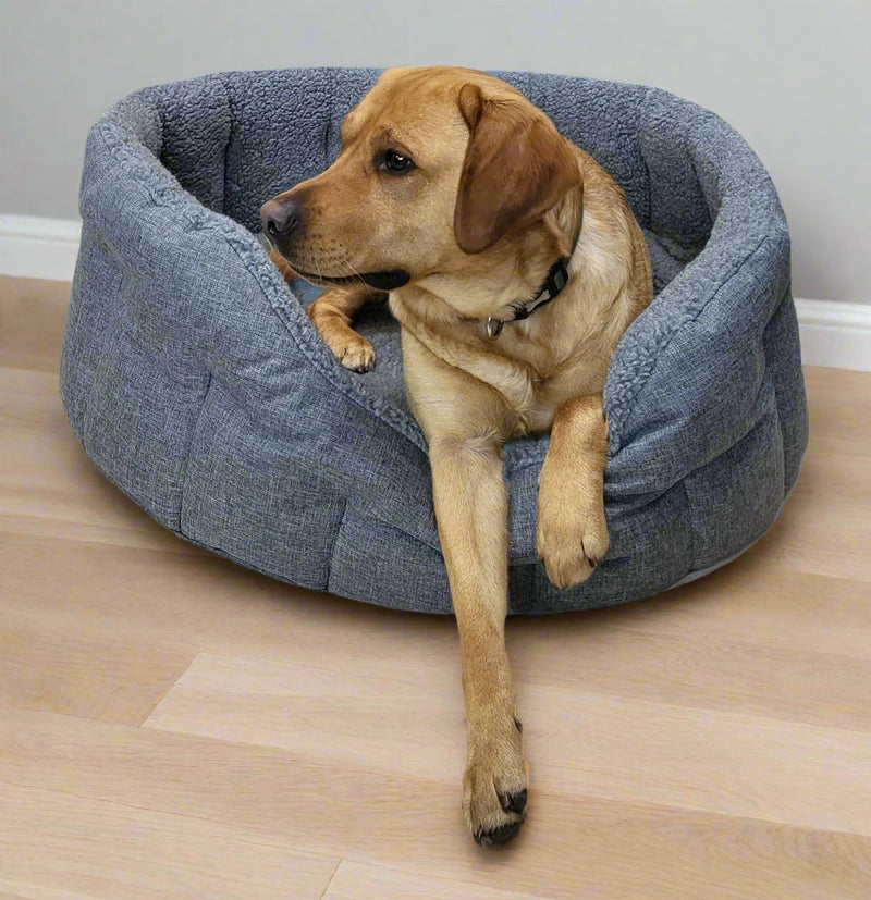 Load image into Gallery viewer, Premium Oval Bolster Style Heavy Duty Fleece Lined Machine Washable Dog Bed
