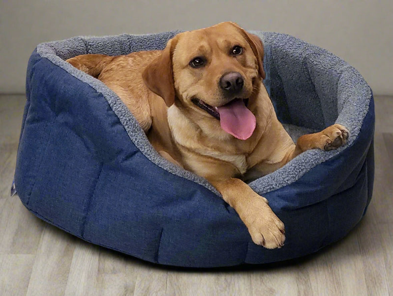 Load image into Gallery viewer, Premium Oval Bolster Style Heavy Duty Fleece Lined Machine Washable Dog Bed
