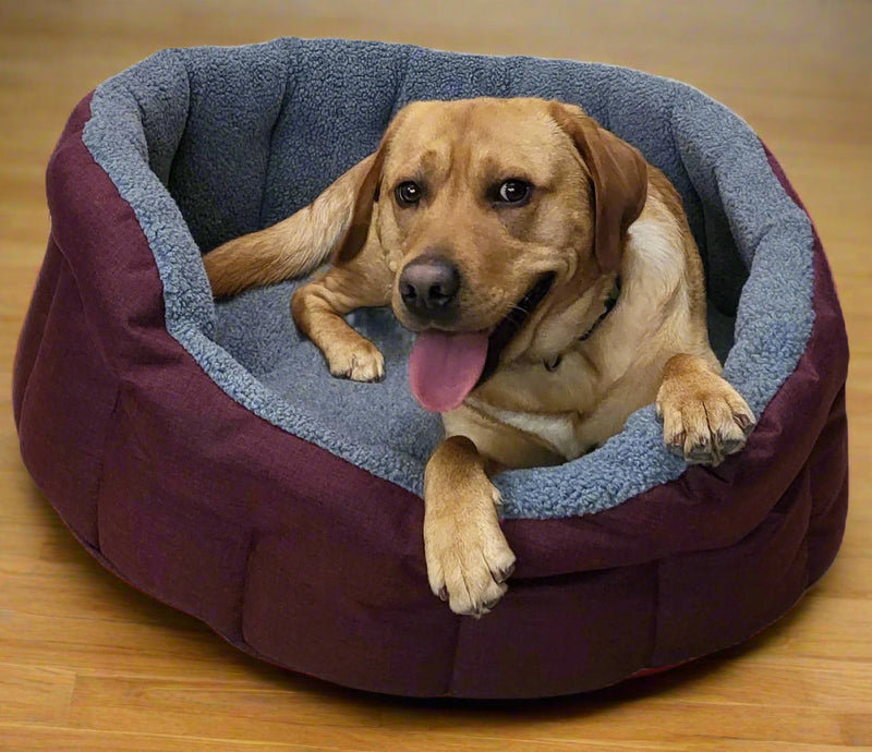 Load image into Gallery viewer, Premium Oval Bolster Style Heavy Duty Fleece Lined Machine Washable Dog Bed
