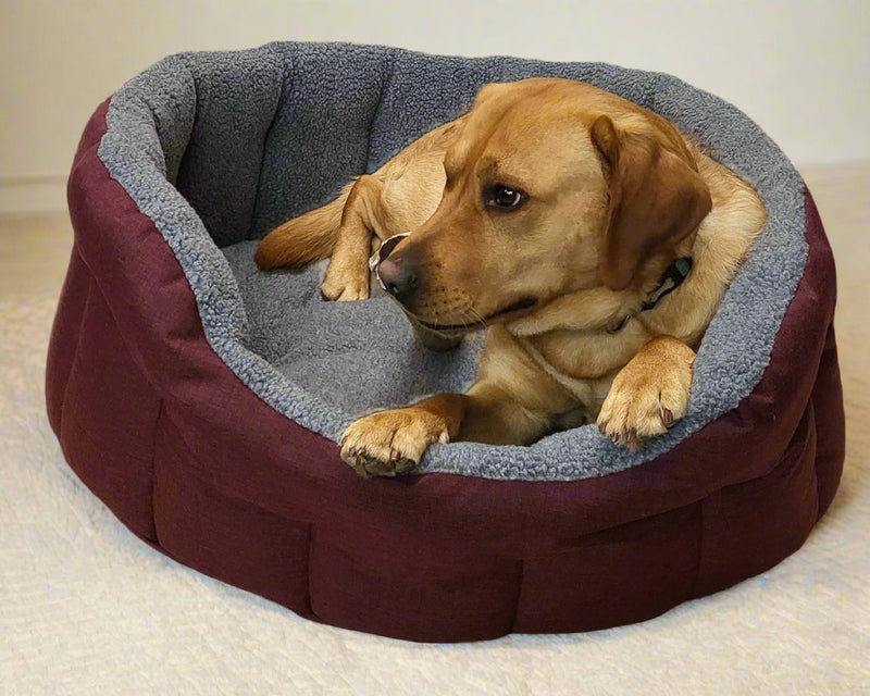 Load image into Gallery viewer, Premium Oval Bolster Style Heavy Duty Fleece Lined Machine Washable Dog Bed
