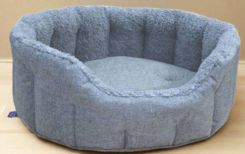Load image into Gallery viewer, Premium Oval Bolster Style Heavy Duty Fleece Lined Machine Washable Dog Bed
