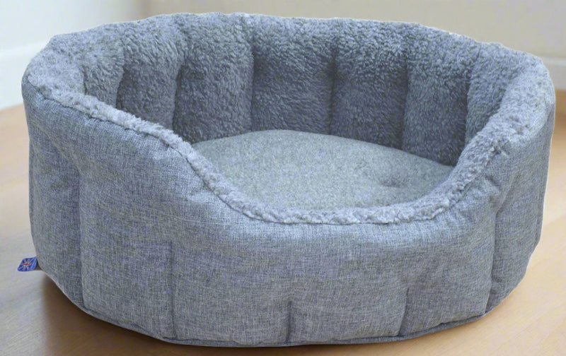 Load image into Gallery viewer, Premium Oval Bolster Style Heavy Duty Fleece Lined Machine Washable Dog Bed
