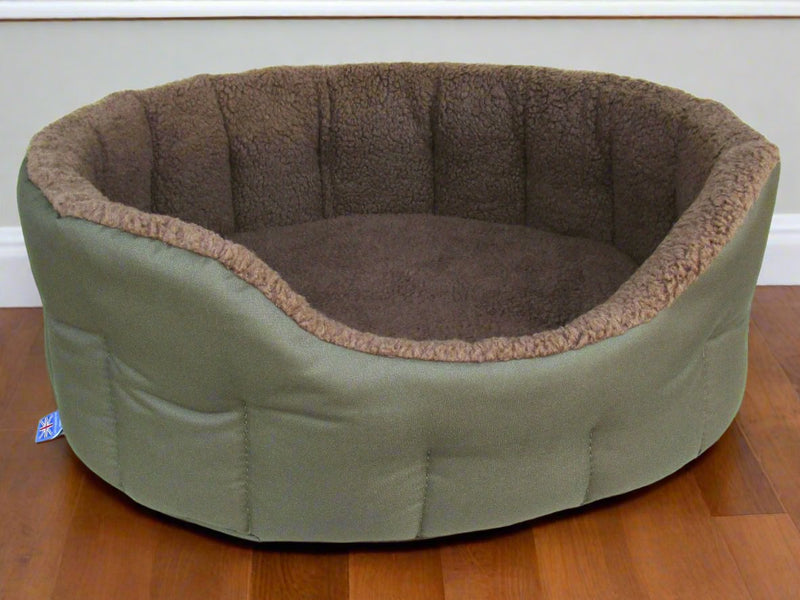 Load image into Gallery viewer, Premium Oval Bolster Style Heavy Duty Fleece Lined Machine Washable Dog Bed
