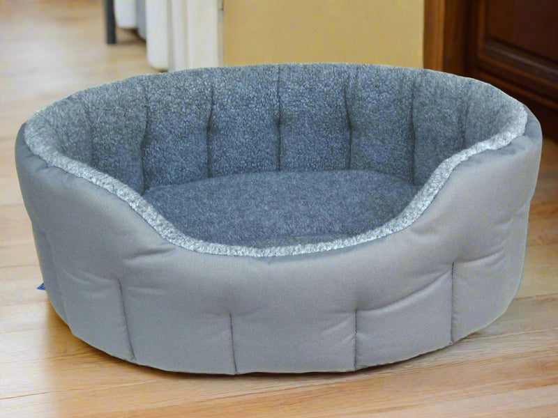 Load image into Gallery viewer, Premium Oval Bolster Style Heavy Duty Fleece Lined Machine Washable Dog Bed
