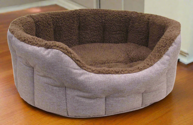 Load image into Gallery viewer, Premium Oval Bolster Style Heavy Duty Fleece Lined Machine Washable Dog Bed

