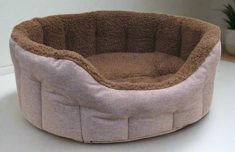 Load image into Gallery viewer, Premium Oval Bolster Style Heavy Duty Fleece Lined Machine Washable Dog Bed
