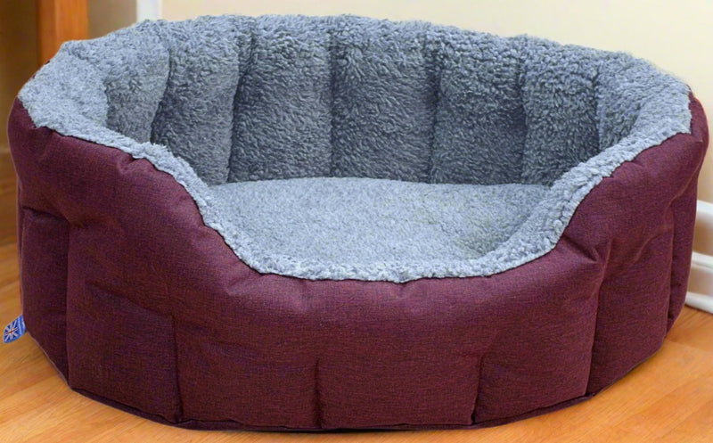 Load image into Gallery viewer, Premium Oval Bolster Style Heavy Duty Fleece Lined Machine Washable Dog Bed

