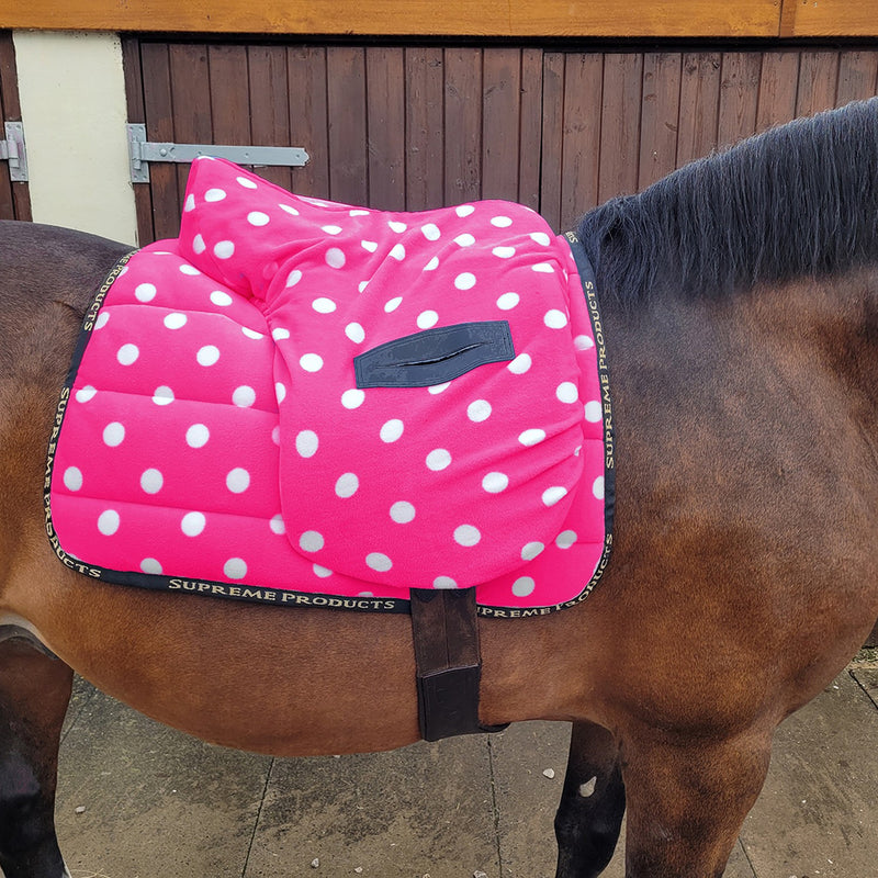 Load image into Gallery viewer, Supreme Products Dotty Fleece Ride On Saddle Cover
