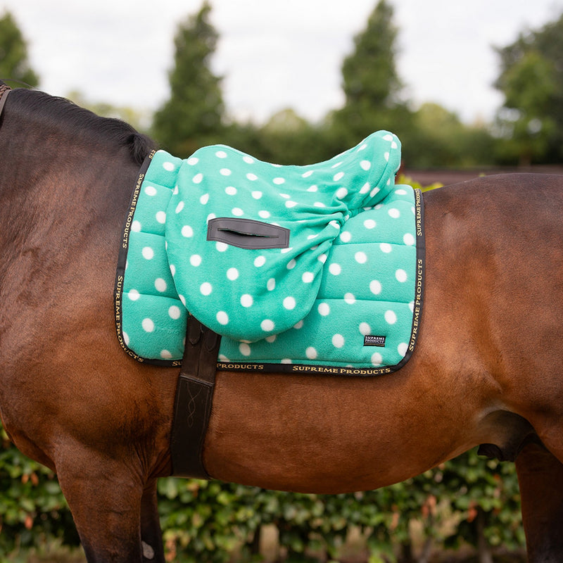 Load image into Gallery viewer, Supreme Products Dotty Fleece Ride On Saddle Cover
