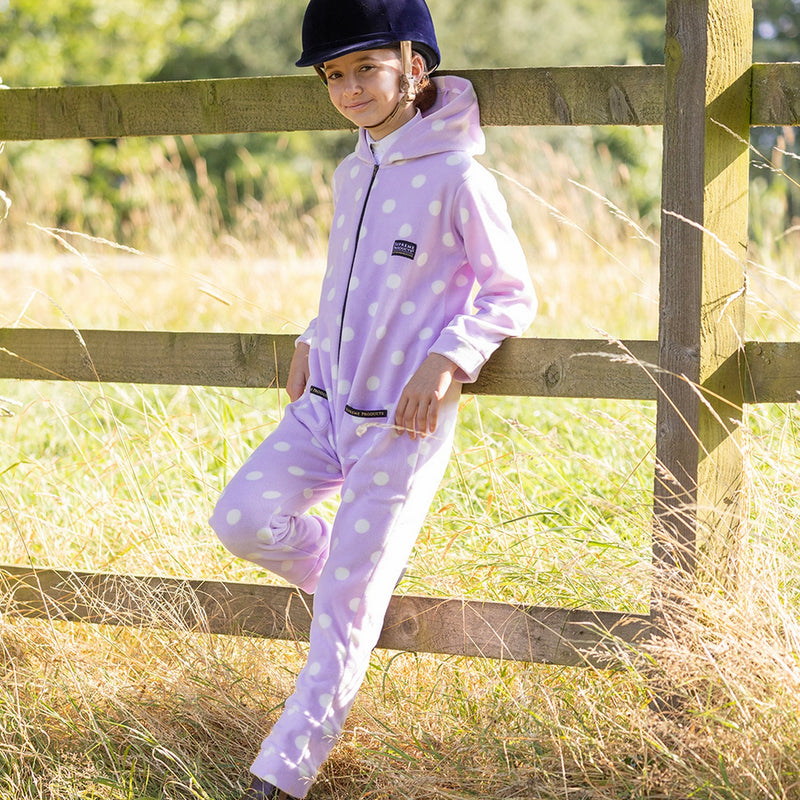 Load image into Gallery viewer, Supreme Products Dotty Fleece Onesie Child Lavish Lilac
