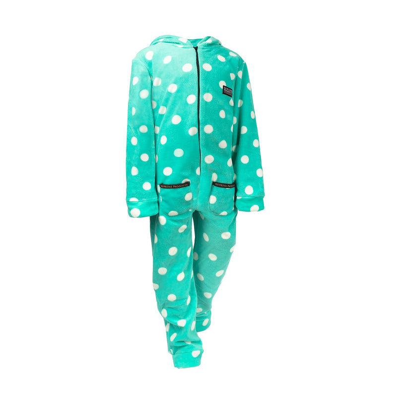 Load image into Gallery viewer, Supreme Products Dotty Fleece Onesie Child Gorgeous Green
