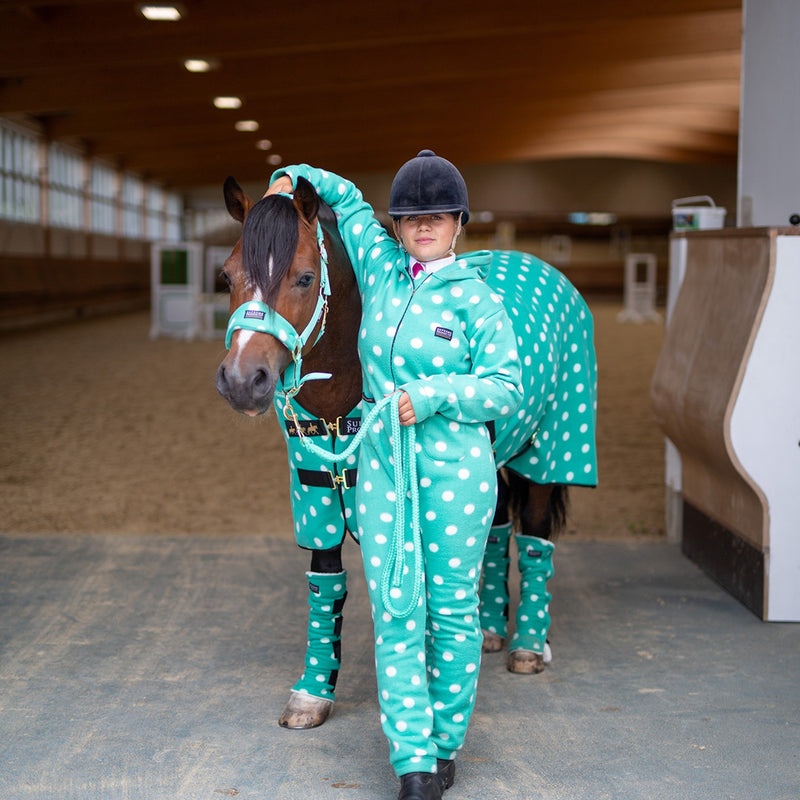 Load image into Gallery viewer, Supreme Products Dotty Fleece Onesie Adult Gorgeous Green
