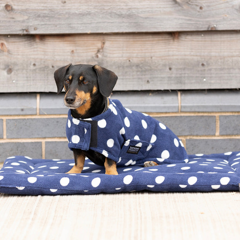 Load image into Gallery viewer, Supreme Products Dotty Fleece Dog Coat Noble Navy
