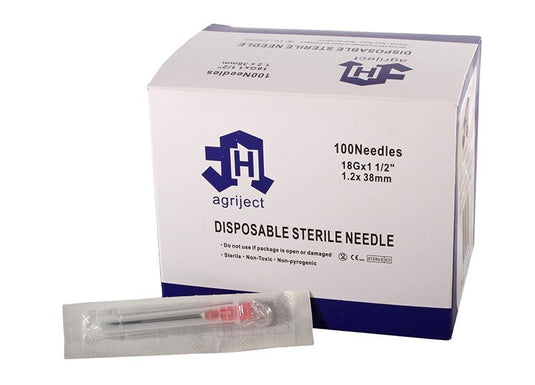 Agriject Disposable Poly Hub Needles 18g x 1 1/2