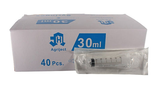 Agriject Disposable Syringes 30ml Side Tip - Pack of 40 - Ashurst Equestrian & Country