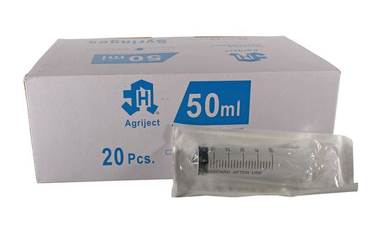Agriject Disposable Syringes 50ml Side Tip - Pack of 20 - Ashurst Equestrian & Country