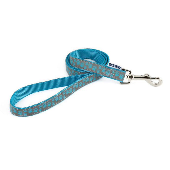 Ancol Patterned Collection Lead Reflective Paws Blue - Ashurst Equestrian & Country