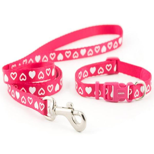 Ancol Small Bite Heart Collar and Lead Set Raspberry - Ashurst Equestrian & Country