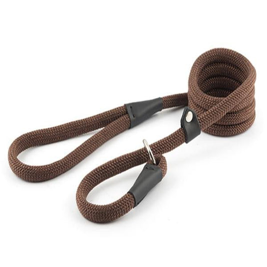 Ancol Timberwolf Nylon Deluxe Rope Slip Lead Brown 1.5m x 12mm - Ashurst Equestrian & Country