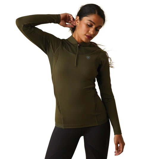 Ariat Ascent 1/4 Zip Ladies Base Layer - Relic - Ashurst Equestrian & Country