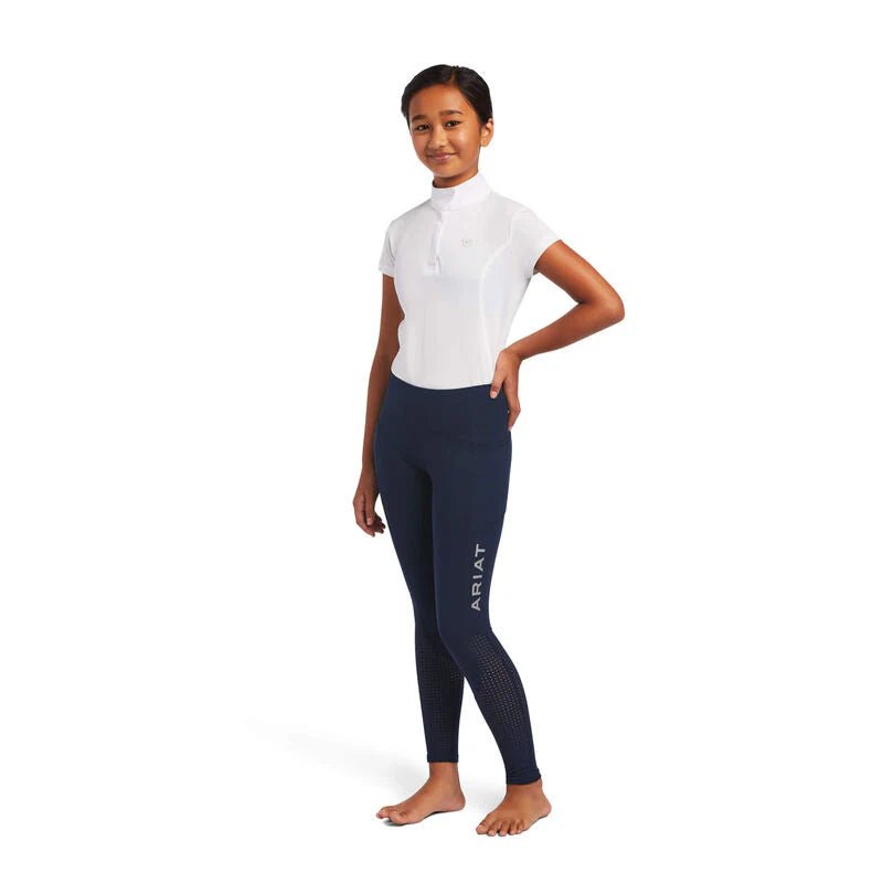 Load image into Gallery viewer, Ariat Youth&#39;s EOS Knee Patch Compression Fit (HeatSeries) Tights - Navy - Ashurst Equestrian &amp; Country
