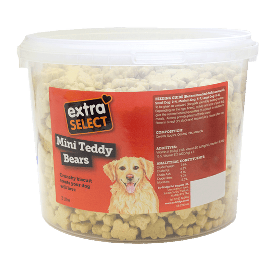 Extra Select Mini Teddy Bears Biscuit Dog Treats 3 Litre Bucket