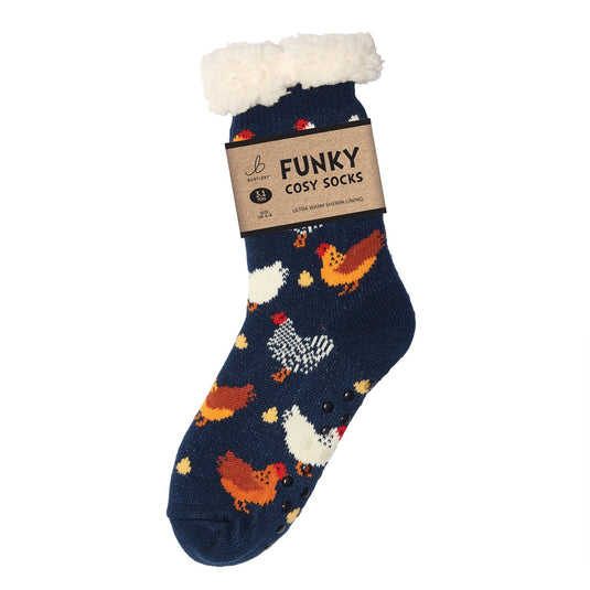 Bartleby Funky Sherpa Socks Ladies Colourful Chicken - Ashurst Equestrian & Country