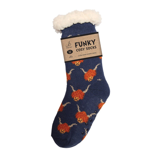 Bartleby Funky Sherpa Socks Ladies Highland Cow - Ashurst Equestrian & Country