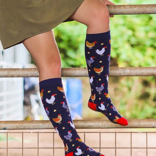 Bartleby Funky Welly Socks Ladies Colourful Chicken - Ashurst Equestrian & Country