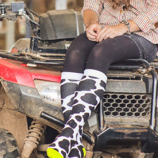 Bartleby Funky Welly Socks Ladies Cow Patch - Ashurst Equestrian & Country