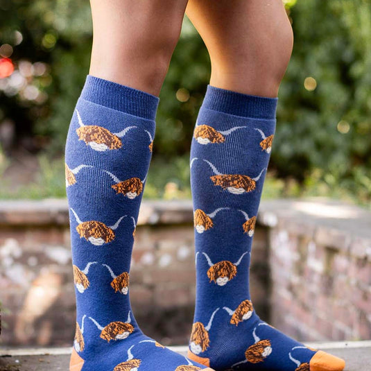 Bartleby Funky Welly Socks Ladies Highland Cow - Ashurst Equestrian & Country