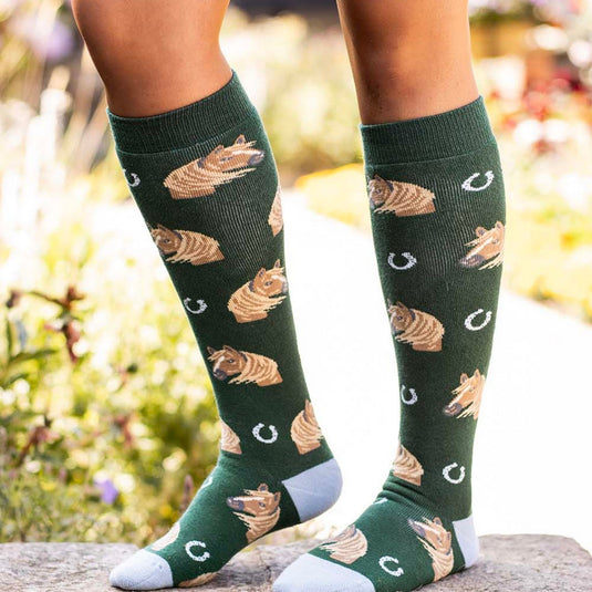 Bartleby Funky Welly Socks Ladies Horse Head - Ashurst Equestrian & Country