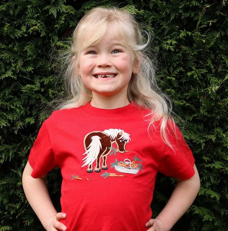 Load image into Gallery viewer, Bcc Carrot Pony Childrens T Shirt Red - Ashurst Equestrian &amp; Country
