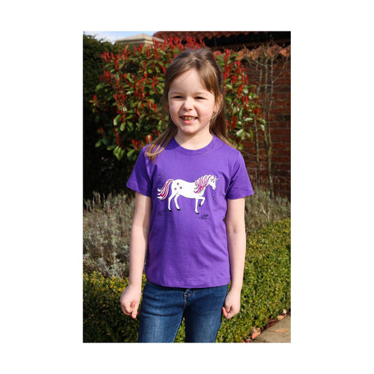 Bcc Dancing Unicorn Childs Tee Purple - Ashurst Equestrian & Country
