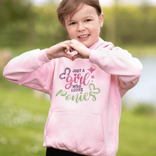 Bcc Just A Gilr Who Loves Ponies Slogan Hoodie Baby Pink - Ashurst Equestrian & Country