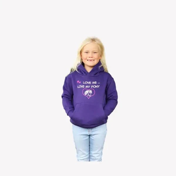 Load image into Gallery viewer, Bcc "Love Me Love My Pony" Childrens Hoodie Purple - Ashurst Equestrian &amp; Country

