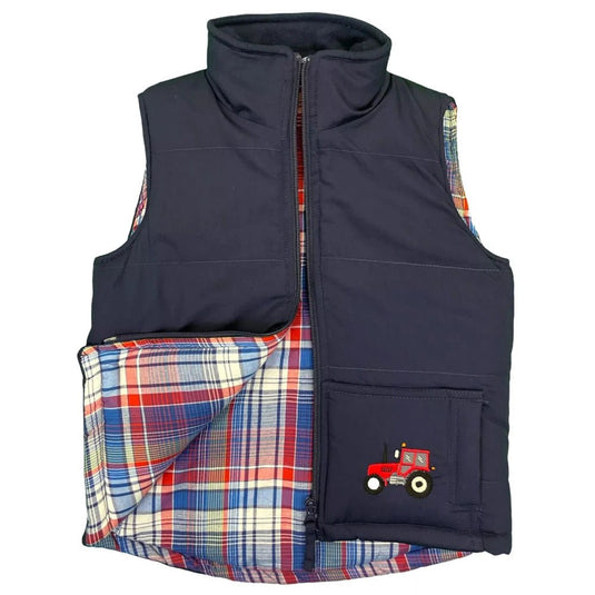 Bcc Three Tractors Childrens Gilet Navy - Ashurst Equestrian & Country
